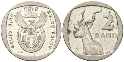 ЮАР 2 ранда 2010 KM 498 медь плакированная медно-никелем 4364-2417