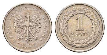 Польша 1 злотый 1990 Y 282 медно-никель 4675-242