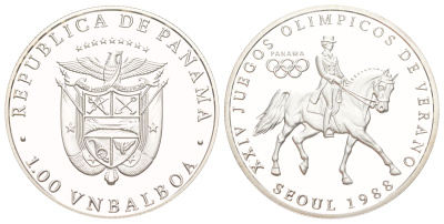 Панама 1 бальбоа 1988 XXIV летние Олимпийские Игры, Сеул 1988 - Конный спорт X M7 медно-никель PROOF 3711-1533
