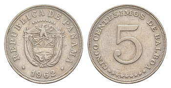 Панама 5 сентесимо 1962 KM 23.2 медно-никель 4643-1237