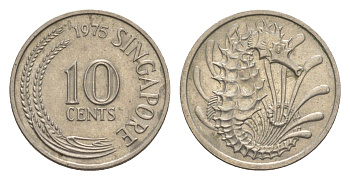 Сингапур 10 центов 1975 KM 3 медно-никель 4640-558