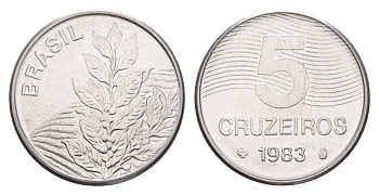 Бразилия 5 крузейро 1983 KM 591 нержавеющая сталь UNC 4644-527