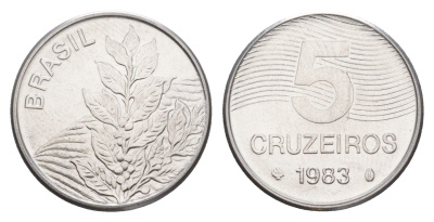 Бразилия 5 крузейро 1983 KM 591 нержавеющая сталь UNC 4644-527