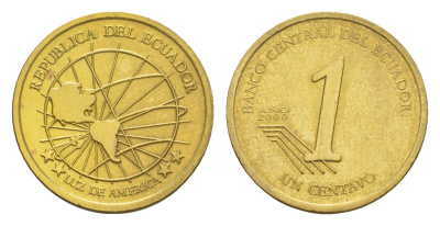 Эквадор 1 сентаво 2000 KM 104 латунь UNC 4640-1062