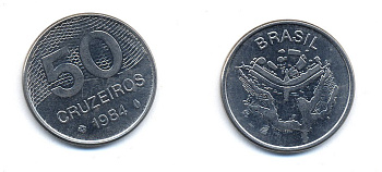 БРАЗИЛИЯ 50 КРУЙЗЕЙРО 1984 KM 594.1 сталь aUNC 51-5742