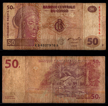 ДР Конго 50 франков 2007 Pick 97 a (1) бумага 8602-26-1-2
