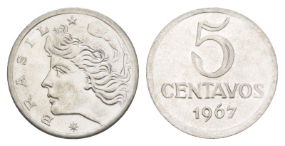 Бразилия 5 сентаво 1967 KM 577.1 нержавеющая сталь UNC 4644-416
