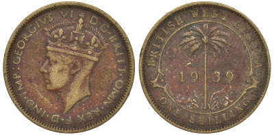 Британская Западная Африка 1 шиллинг 1939 Георг VI KM 23 никель латунь 25-1527