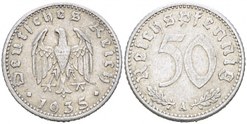 Германия 50 рейхспфеннигов 1935 A KM 87, J.368 алюминий 77-631