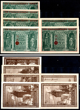 Альштедт (Тюрингия) полный набор из 6 нотгельдов (50 пфеннигов) 1921 Mehl Grabowski 15.1-(3/8-8/8) бумага UNC (пресс) 7556-41-4-2