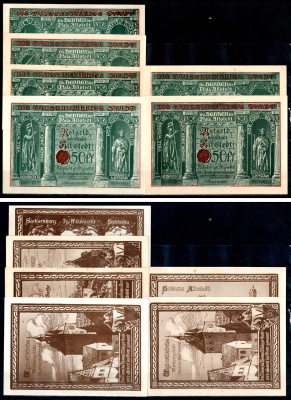 Альштедт (Тюрингия) полный набор из 6 нотгельдов (50 пфеннигов) 1921 Mehl Grabowski 15.1-(3/8-8/8) бумага UNC (пресс) 7556-41-4-2