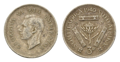 ЮАР 3 пенса 1940 Георг VI (1936-1952) KM 26 серебро 4564-649