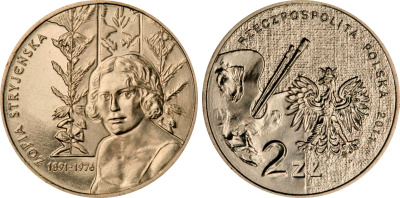 Польша 2 злотых 2011 MW, серия художники Польши, София Стриенская (1891-1976) KM 764 нордик UNC 4676-756