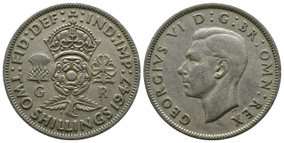 Великобритания 2 шиллинга (флорин) 1947 Георг VI (1936-1952) KM 865, Spink 4102 медно-никель 4381-1044
