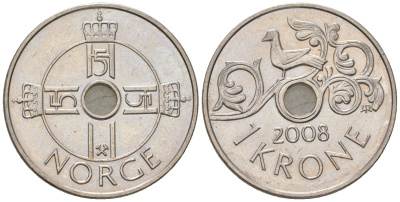 Норвегия 1 крона 2008 Харальд V (1991-) KM 462 медно-никель 4561-234