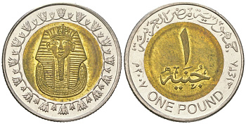 Египет 1 фунт 2007 сфинкс KM 940a биметалл UNC 4616-1143