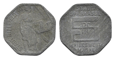 Билефельд 5 пфеннигов 1917 Funck 40.1, Men05 2775.1, Men18 3552.1 цинк 4396-1211