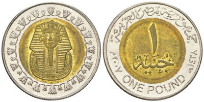 Египет 1 фунт 2007 сфинкс KM 940a биметалл UNC 4616-1143