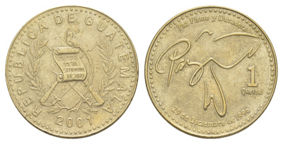 Гватемала 1 кетсаль 2001 KM 284 никель латунь 4642-834