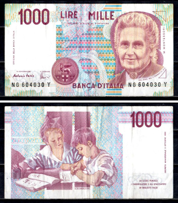 Италия 1000 лир 1990 Pick 114 c бумага 6312-6-2-2