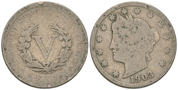 США 5 центов 1903 голова свободы KM 112 медно-никель 4135-1257