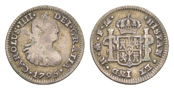 Мексика 1/2 реала 1795 Mo, Карл IV (1788-1808) KM 72 серебро 603-712