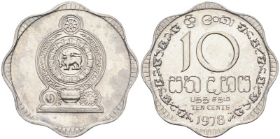 Цейлон 10 центов 1978 KM 140 a алюминий 4586-331