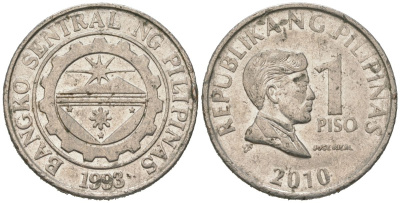 Филиппины 1 писо 2010 KM 269a сталь плакированная никелем 4604-1132