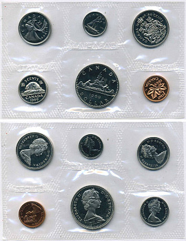 КАНАДА НАБОР ИЗ 6 МОНЕТ 1969 ОФИЦИАЛЬНЫЙ ГОДОВОЙ НАБОР, ЗАПАЙКА В ЦЕЛОФАН, ТИРАЖ 326203 ЭКЗ. KM PL20 PROOF-LIKE 00-00