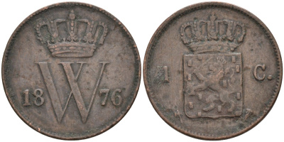 Нидерланды 1 цент 1876 Виллем III (1849-1890) KM 100 медь 4575-932