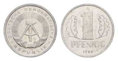 ГДР 1 пфенниг 1983 A KM 8.2 алюминий 4630-632