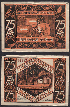 Германия, Нойхаус-ам-Реннвег 75 пфеннигов 1921 Нотгельд бумага 7555-51-3-1