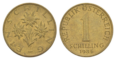 Австрия 1 шиллинг 1986 KM 2886 алюминиевая бронза 4633-936