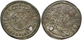 ФРАНЦИЯ ЖЕТОН ND ЛЮДОВИК XV, ДИАМЕТР 22,5 ММ. латунь 100-552