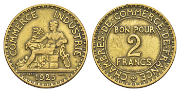 Франция 2 франка 1925 KM 877, Le Franc 267.7 алюминиевая бронза 4543-121