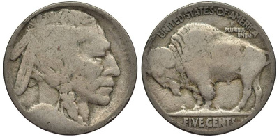 США 5 ЦЕНТОВ ND ИНДЕЕЦ, БИЗОН KM 134 медно-никель 27-741