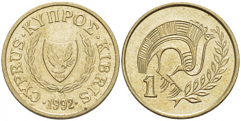 КИПР 1 ЦЕНТ 1992 KM 53.3 никель латунь 214-856