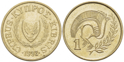 КИПР 1 ЦЕНТ 1992 KM 53.3 никель латунь 214-856