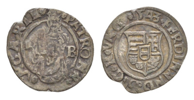 Венгрия 1 денар 1543 KB, Фердинанд I (1526-1564), мадонна с младенцем серебро EH 745a серебро 66-218