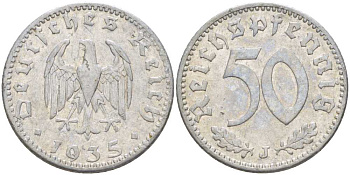 Германия 50 рейхспфеннигов 1935 J KM 87, J.368 алюминий 210-516