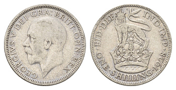 Великобритания 1 шиллинг 1928 Георг V (1910-1936) KM 833, Spink 4039 серебро 4116-1154