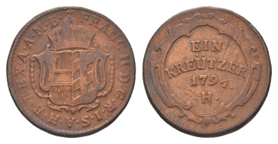 Передняя Австрия 1 крейцер 1794 H KM 19 медь 4626-124