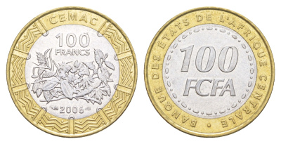 Центральная Африка (BEAC) 100 франков 2006 KM 15 биметалл UNC 4654-542