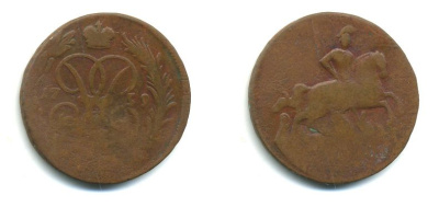 РОССИЯ 1 КОПЕЙКА 1759 медь 61-343