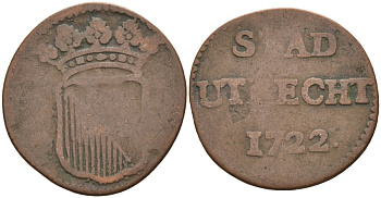 Утрехт (Utrecht), Нидерланды 1 дуит 1722 KM 85 медь 4577-311