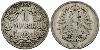 Германия 1 марка 1875 C KM 7 серебро 4172-355