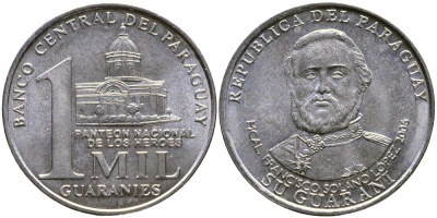 ПАРАГВАЙ 1000 ГУАРАНИ 2006 KM 198 никелированная сталь UNC 4388-226