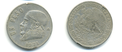 Мексика 1 песо 1971 Хосе Мария Морелос KM 460 медно-никель 86-1516