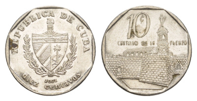 Куба 10 сентаво 2002 форт в Гаване Ла-Фуэрса KM 576.2, JMA MC20, Schoen 714 сталь плакированная никелем 4644-747