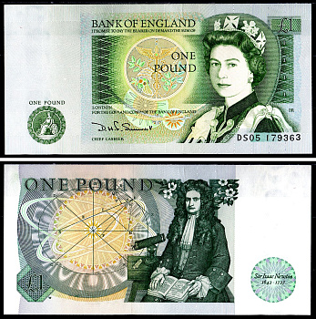 Великобритания 1 фунт ND (1978-1984) Pick 377 b бумага UNC 7551-35-3-2